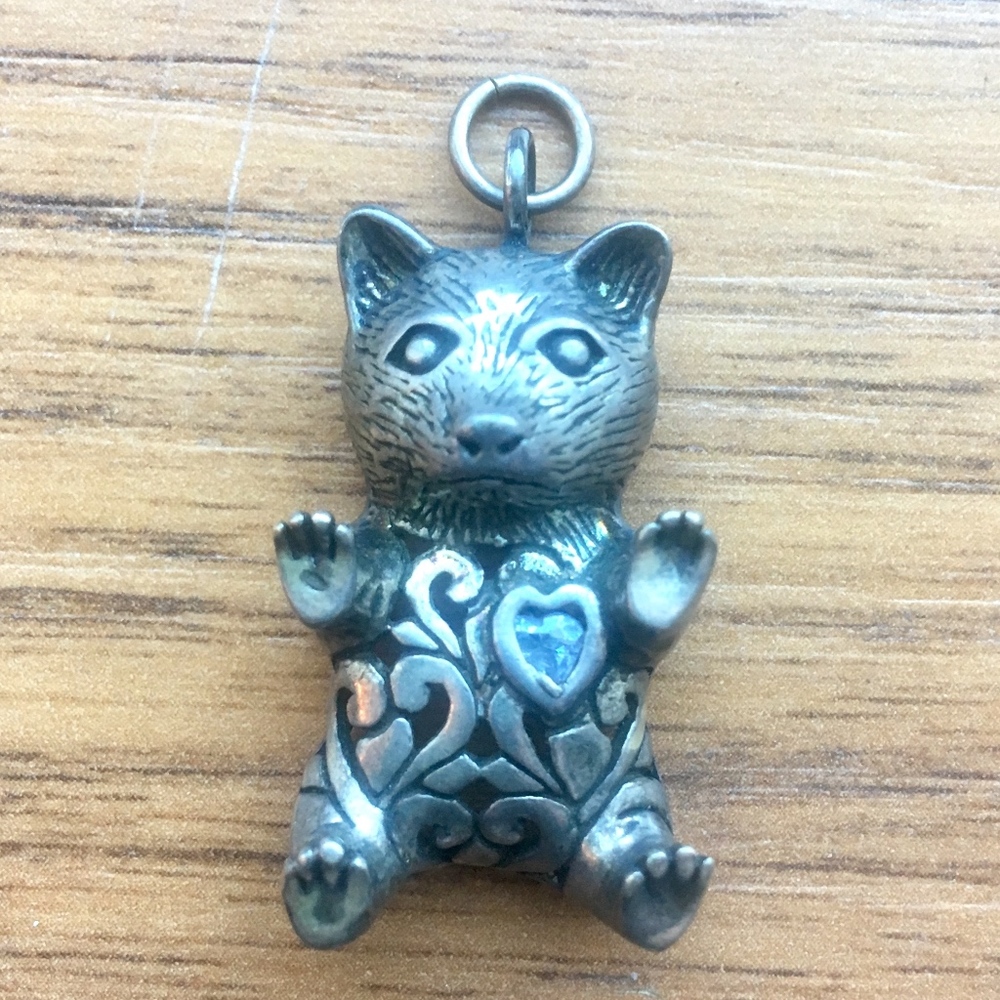 Rare Vintage Bear Charm Victorian w/heart